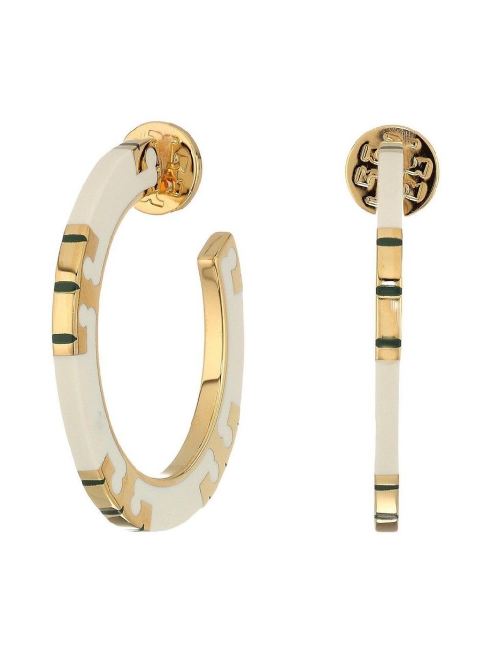 Tory Burch T-Stripe Logo Hoop Earrings